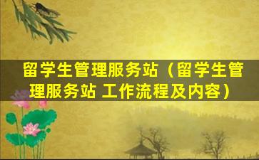留学生管理服务站（留学生管理服务站 工作流程及内容）